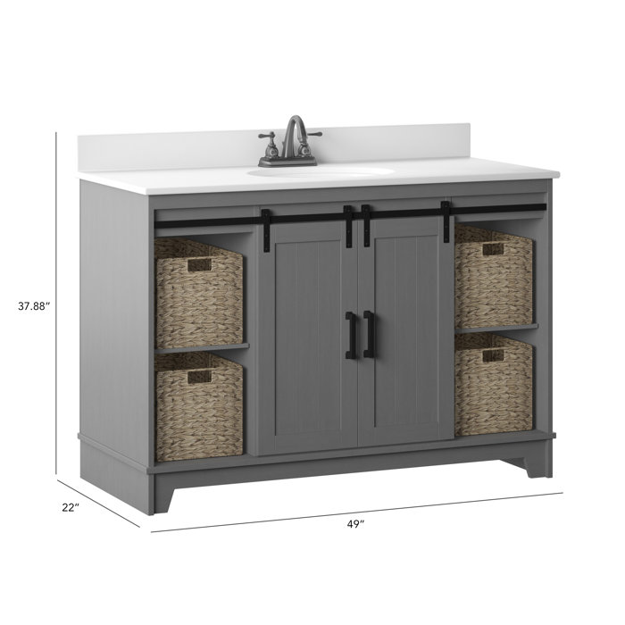 Sand & Stable Braylen Sliding Barn Door 48" Single Bathroom Vanity Set